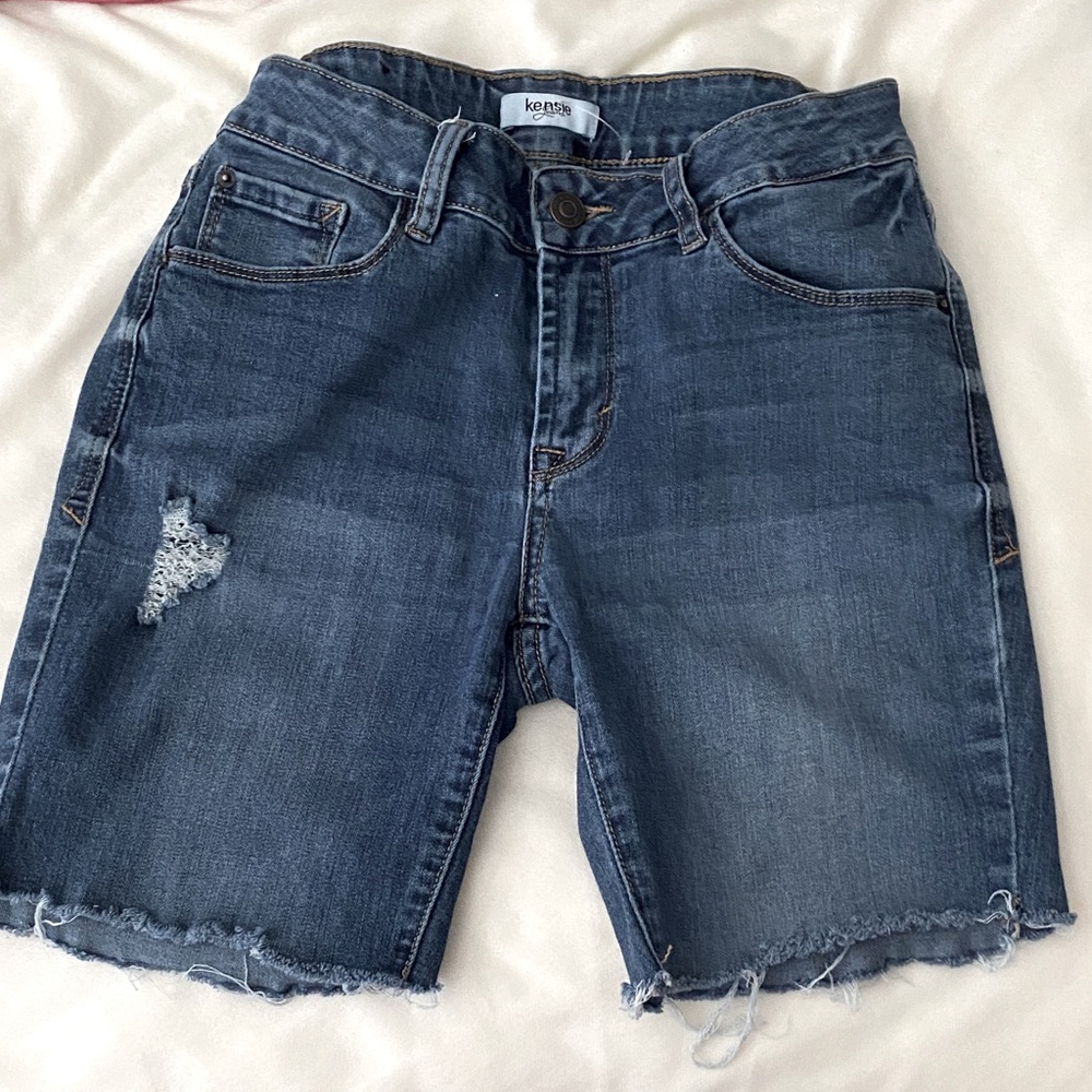 Kensie Women's Distressed Blue Jean Shorts